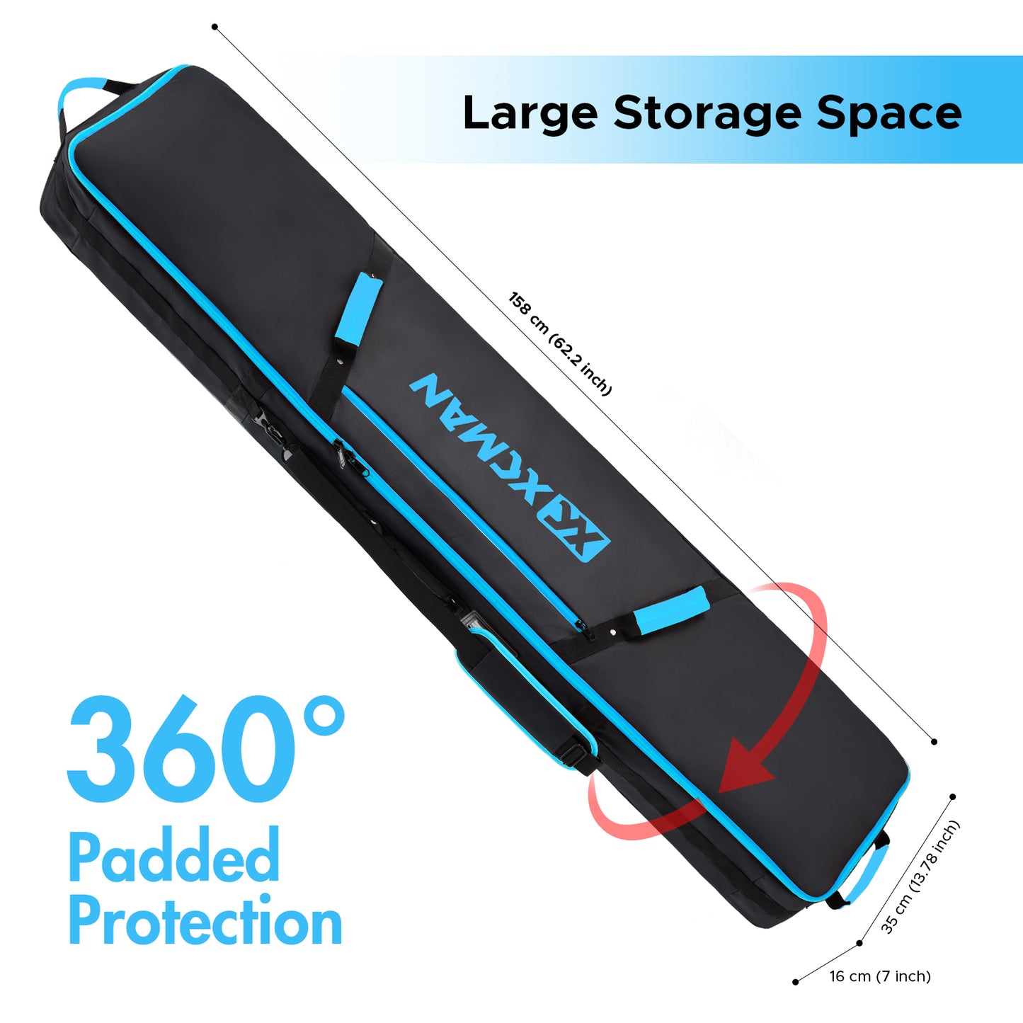 XCMAN Snowboard Padded Bag For Air Travel - Fully Padded Ski Bag Waterproof Snowboarding Bag for Travel Snowboard Boots