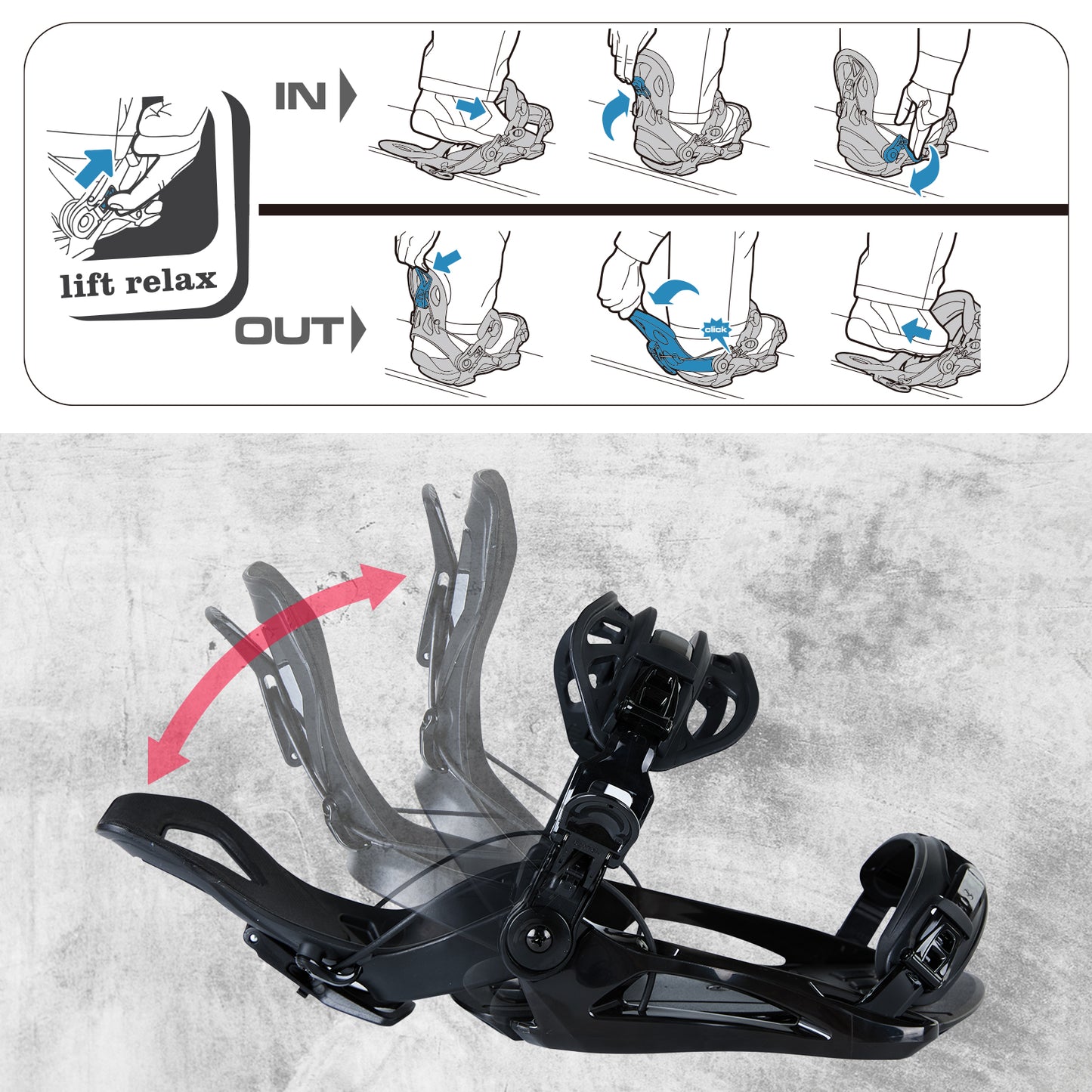 Xcman Snowboard Bindings-360 seco-Black