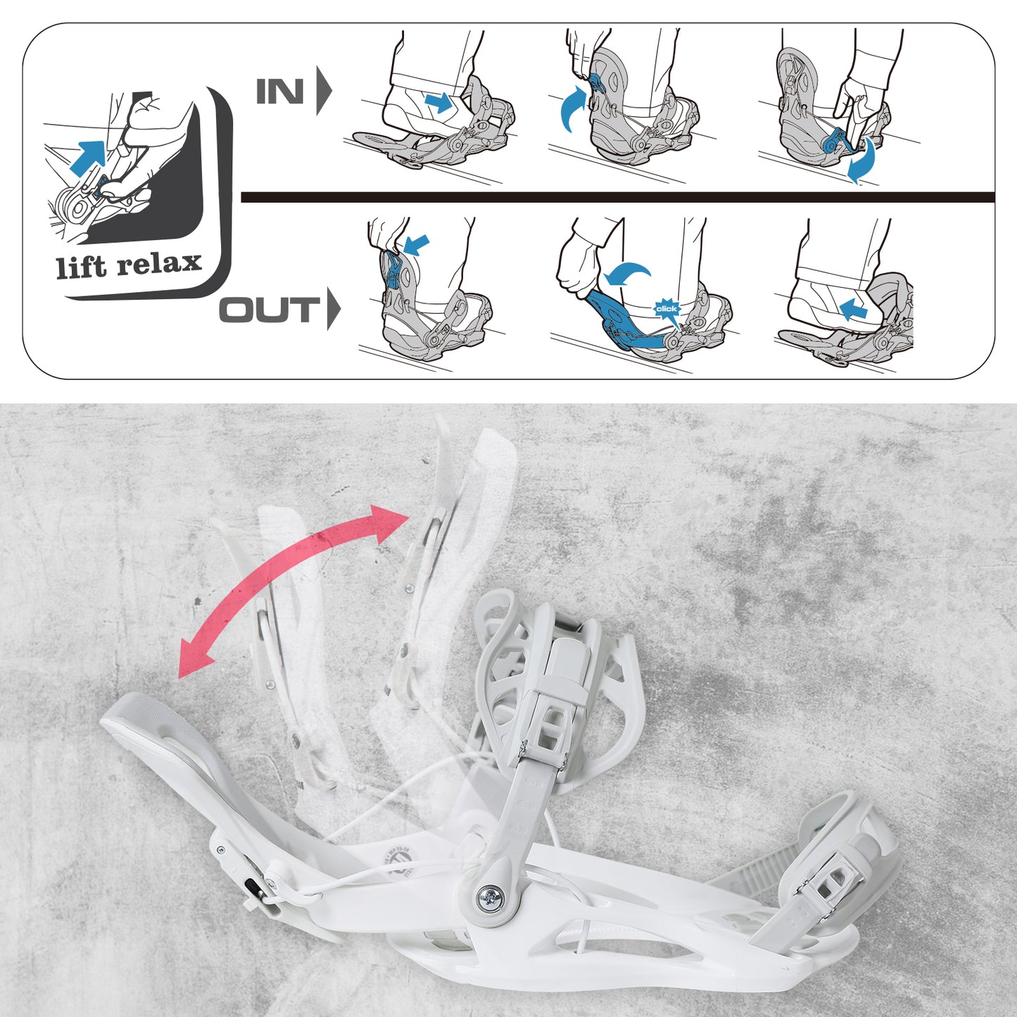 Xcman Snowboard Bindings-360 seco-White