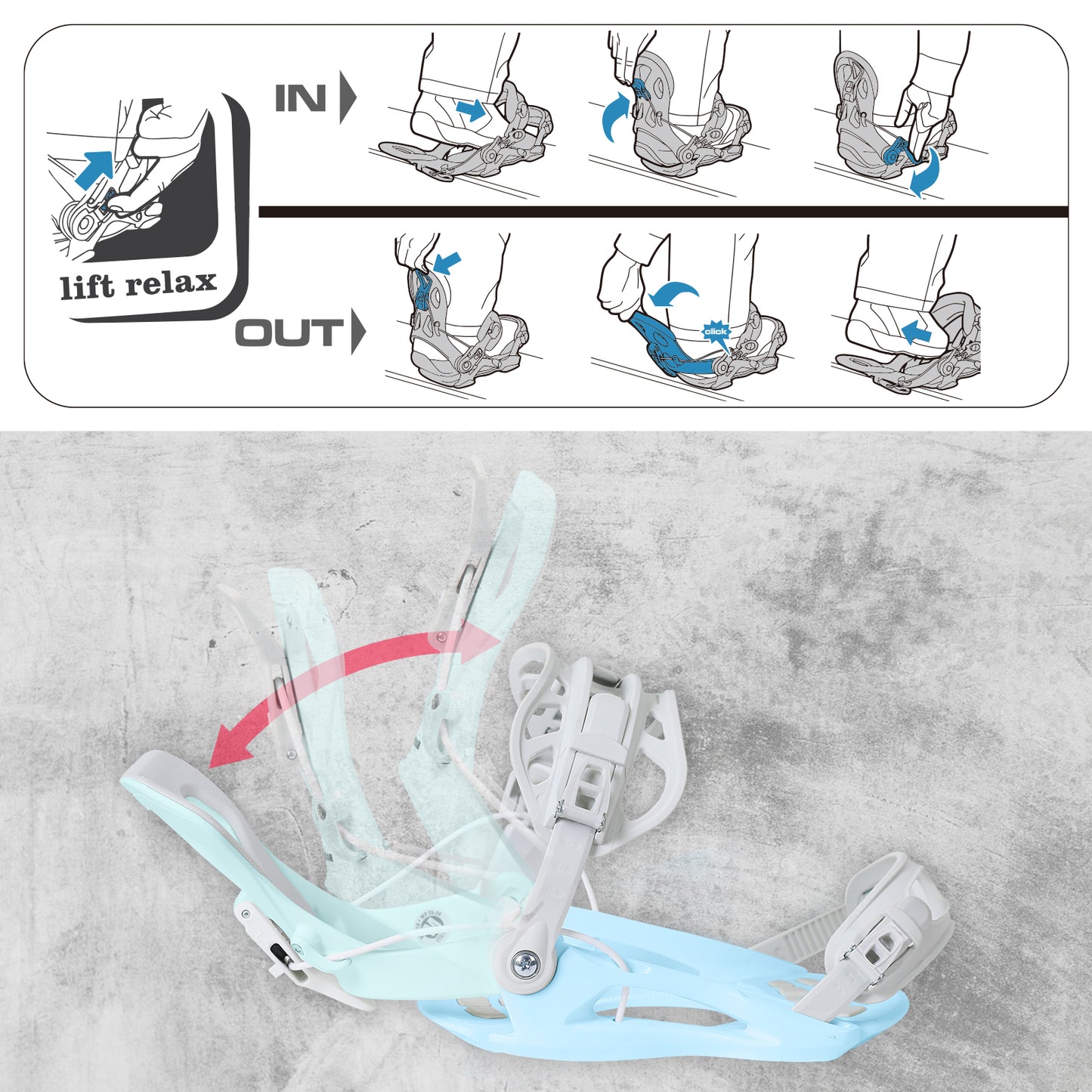 Xcman Snowboard Bindings-360 seco-White&Blue