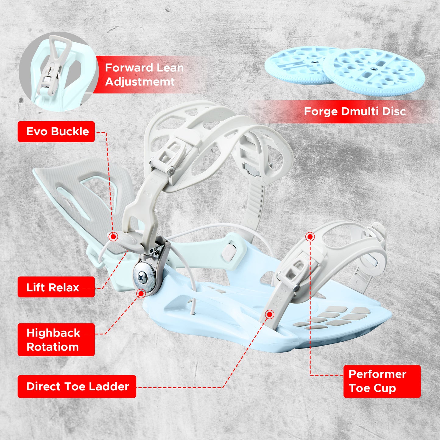 Xcman Snowboard Bindings-360 seco-White&Blue