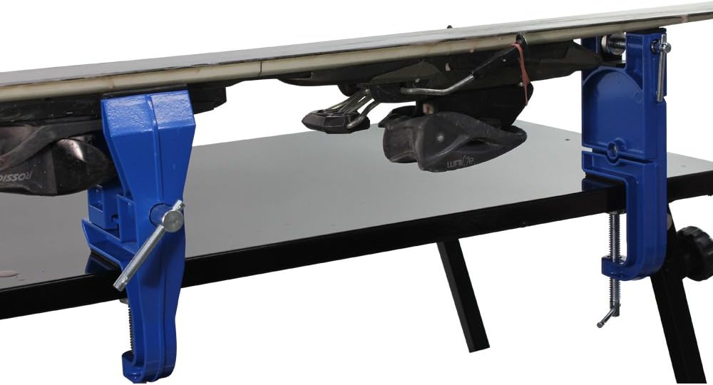 XCMAN All Metal Alpine Ski Vise For Ski Tuning and Waxing Adjustable Angle and Height Durable and Stable - Jaw opens up to 100mm