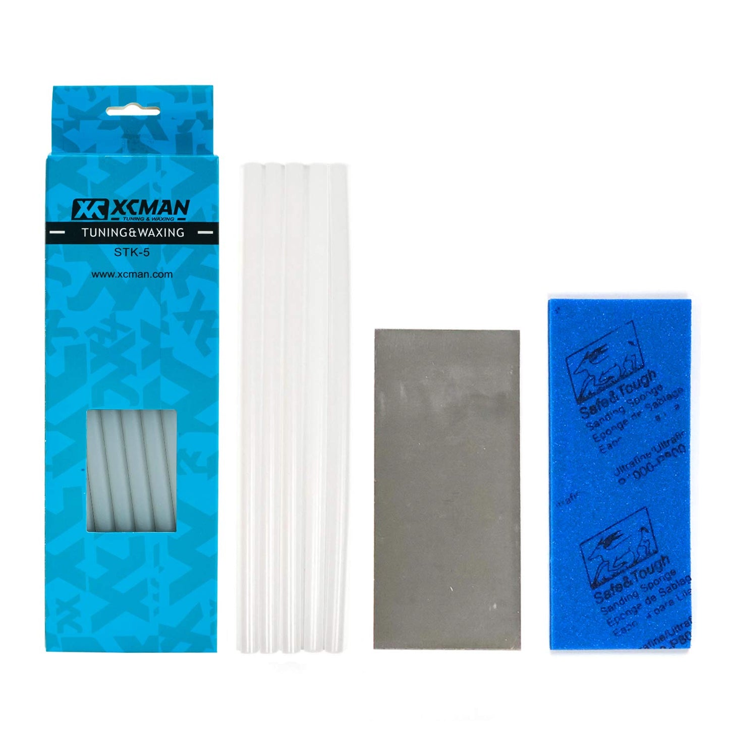 XCMAN Alpine Freeride Snowboard Ski Base Ptex Base Repair Kit:5 ptex,Metal Scraper,Sanding Sponge