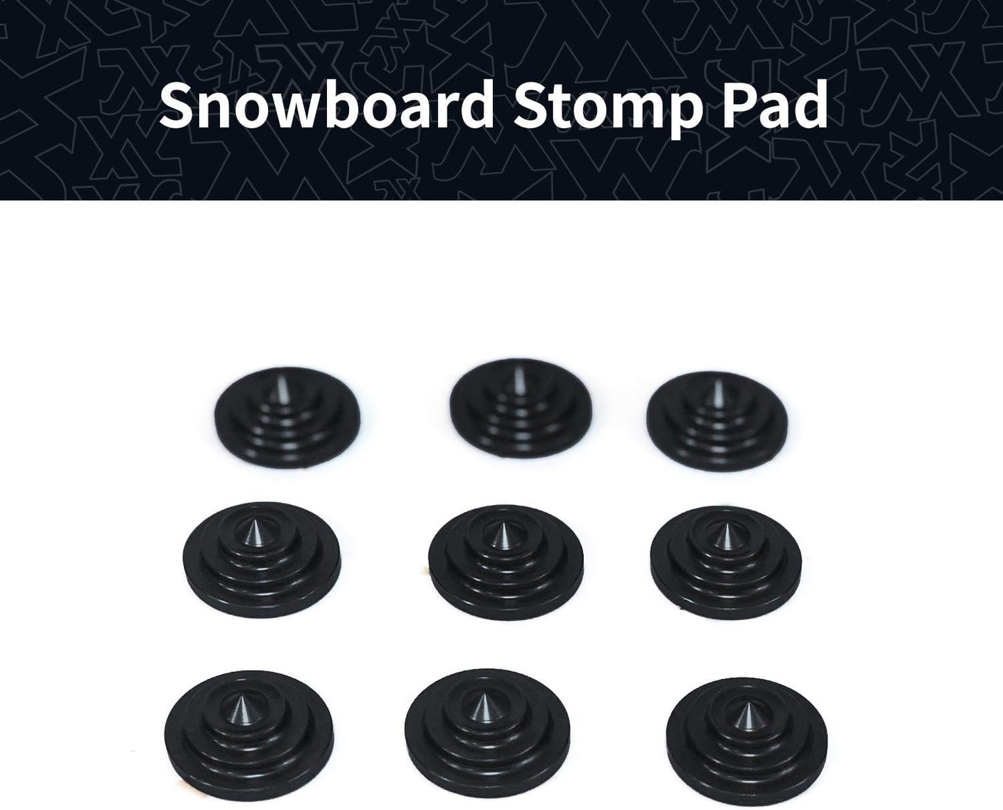 XCMAN 4 Layer-Cone Studs Dia 7.87 Inch Aluminum Snowboard Stomp Pad - 9pcs