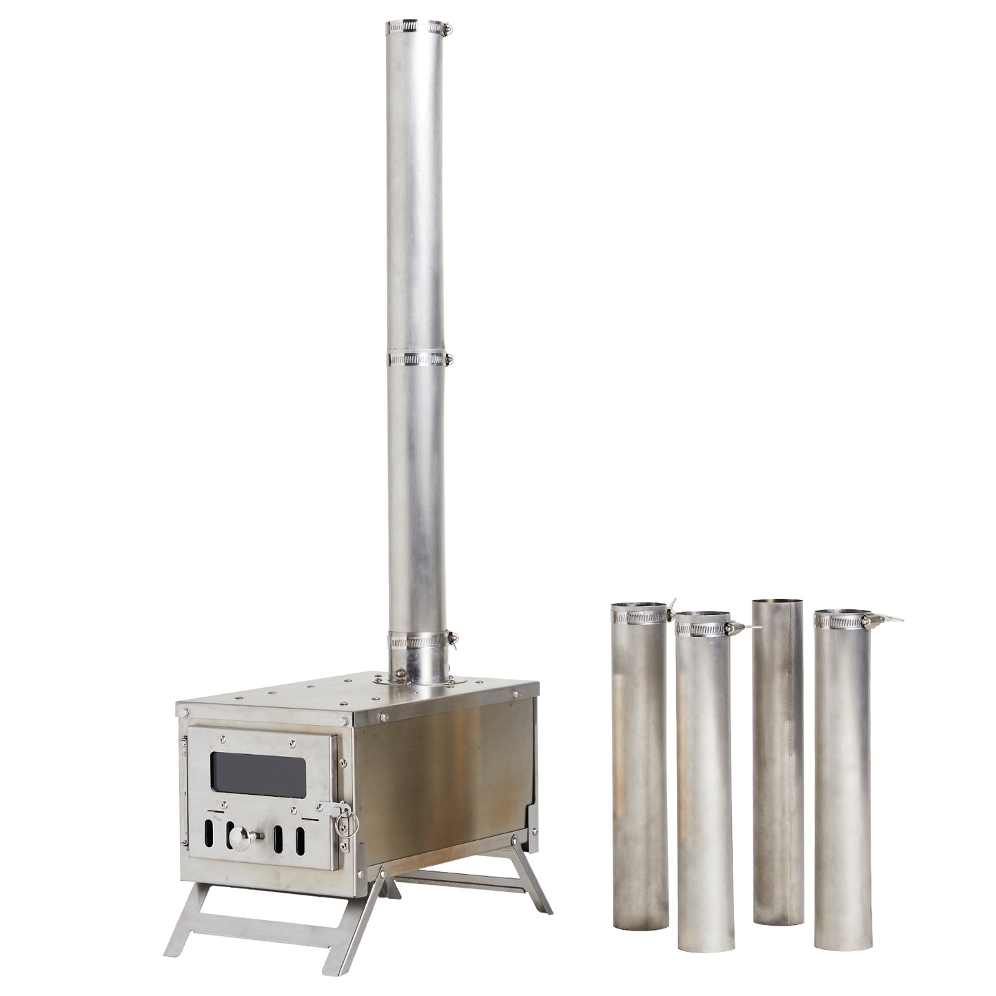 XCMAN Camping Wood Stove | Backpacking Stove | Small Tent Stove Portable Tiny Wood Burning Stove for Tents, Ice fishing Tent, and Camping Precision Stainless Steel Construction, Includes Chimney Pipe
