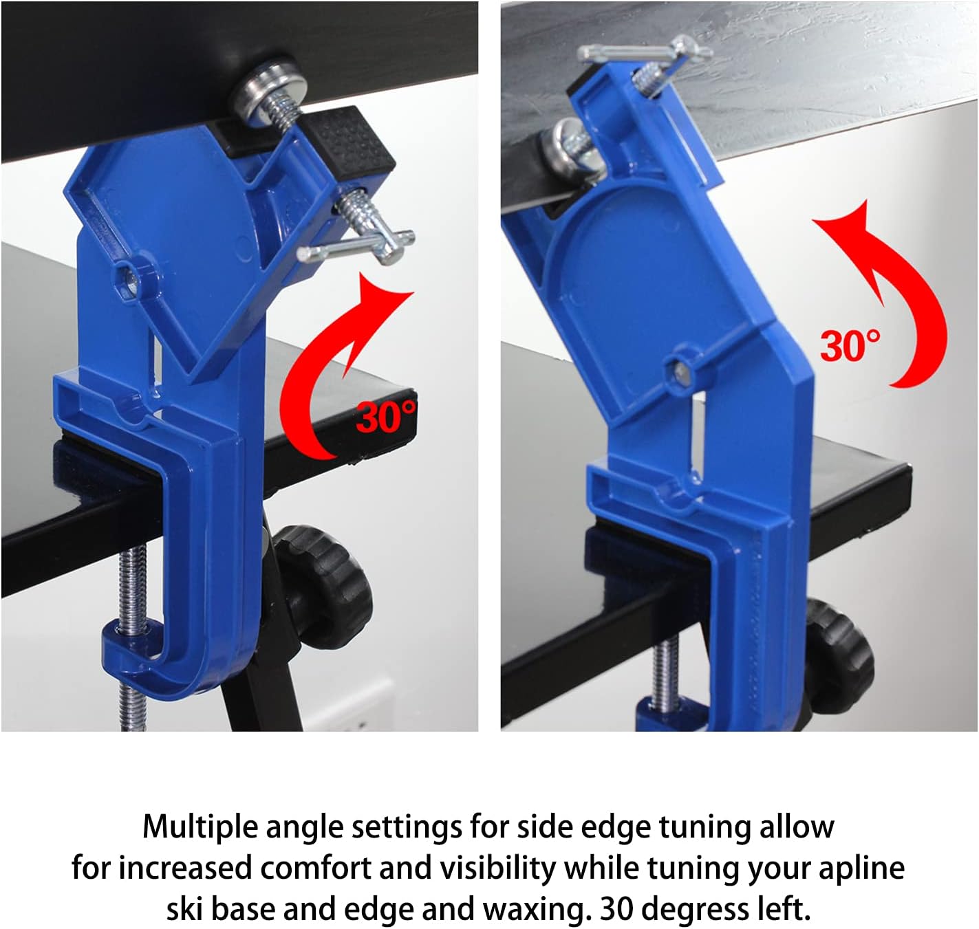 XCMAN All Metal Alpine Ski Vise For Ski Tuning and Waxing Adjustable Angle and Height Durable and Stable - Jaw opens up to 100mm