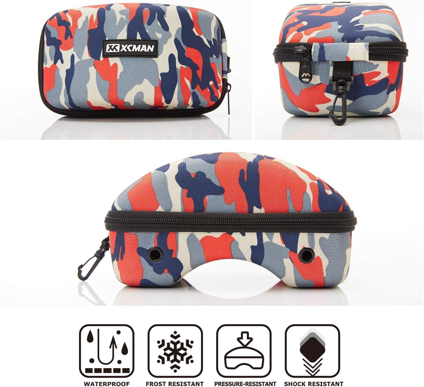 XCMAN Rigid EVA Ski Goggle Case Fit All Shapes and Size Ski Goggles