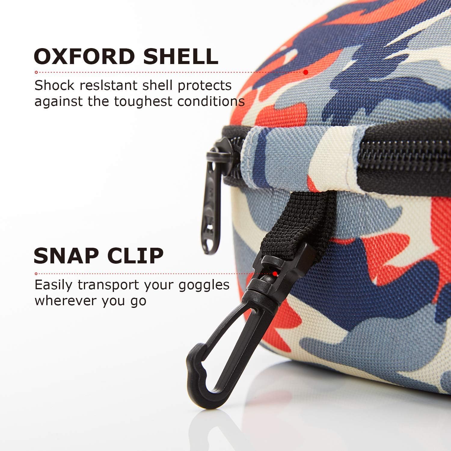 XCMAN Rigid EVA Ski Goggle Case Fit All Shapes and Size Ski Goggles