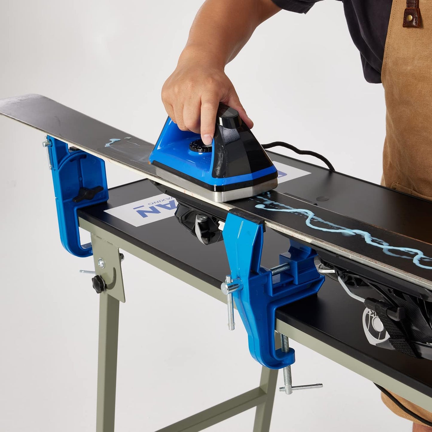 XCMAN All Metal Alpine Ski Vise For Ski Tuning and Waxing Adjustable Angle and Height Durable and Stable - Jaw opens up to 100mm
