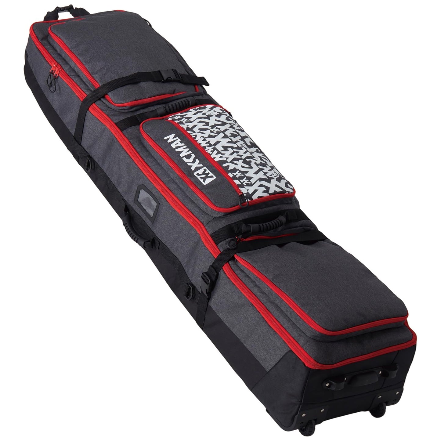 XCMAN Padded Snowboard Bag with Wheels, Extendable Roller Ski Bag for Air Traveling Adjustable Length - Extra Long/Wide/Deep,Waterproof - with Protection Ribs