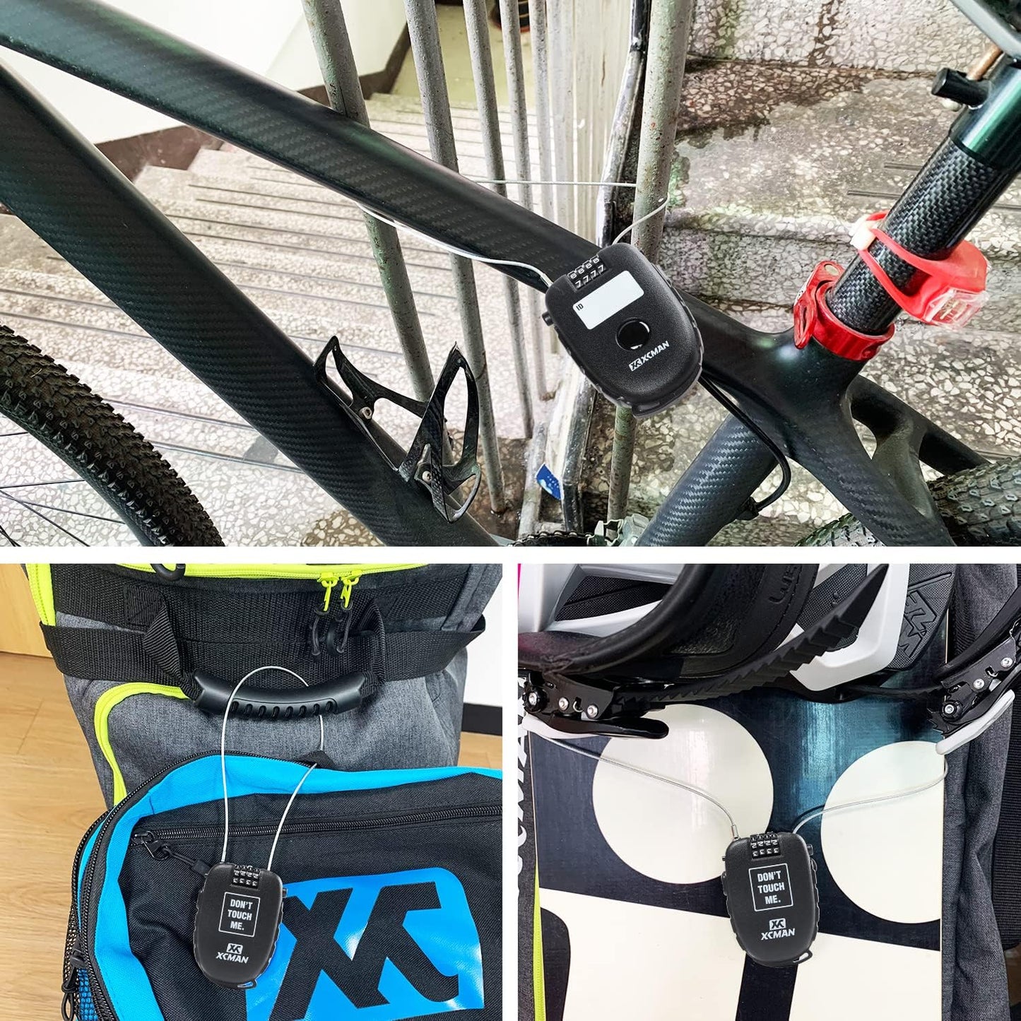 XCMAN Snowboard Lock with 30inch Ski Lock, Ski Locks Cable Retractable, Snowboard Lock Cable,Bike Locks and Suitcases,Secure 4-Digit