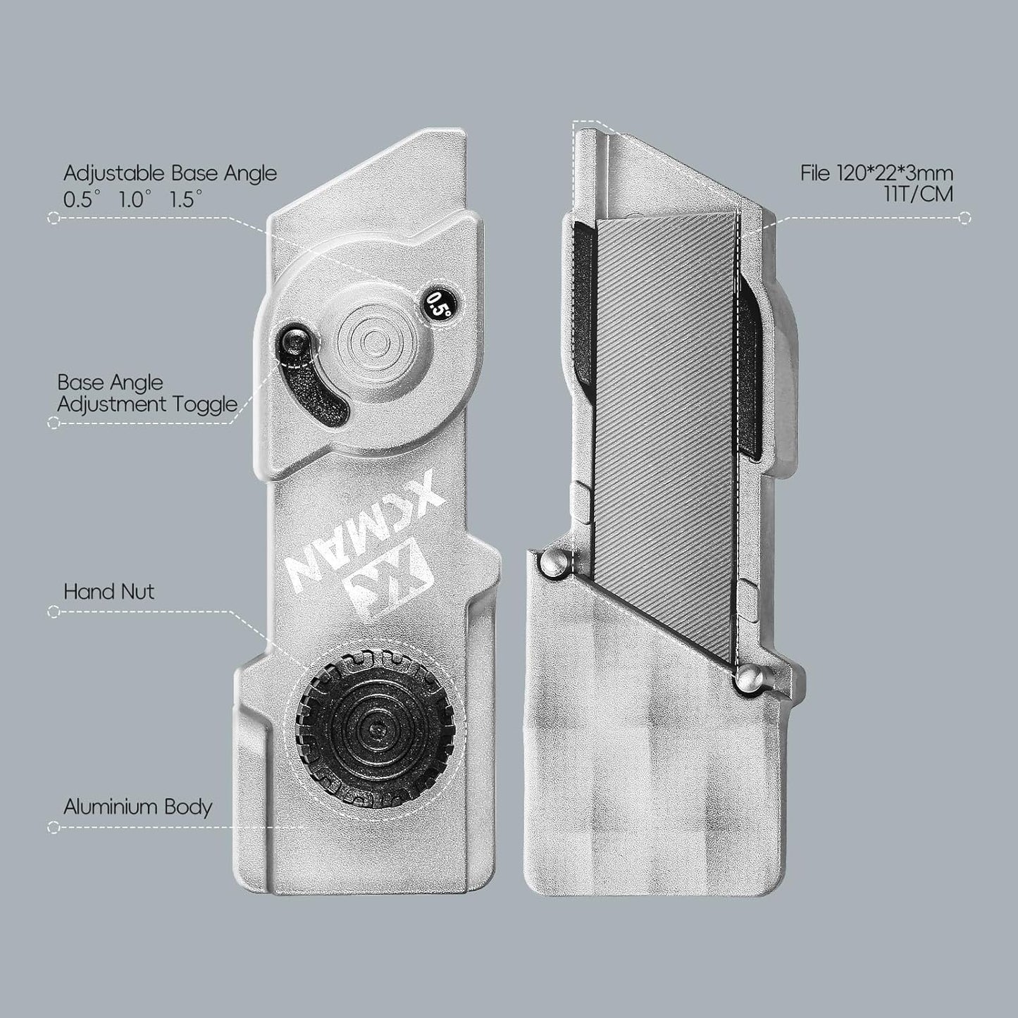 XCMAN SKi Snowboard Multi-Angle Base Edge Tuner, Edge Tuner Sharpener(0.5-1.5 Degrees), Aluminum Body Base Edge File Guide