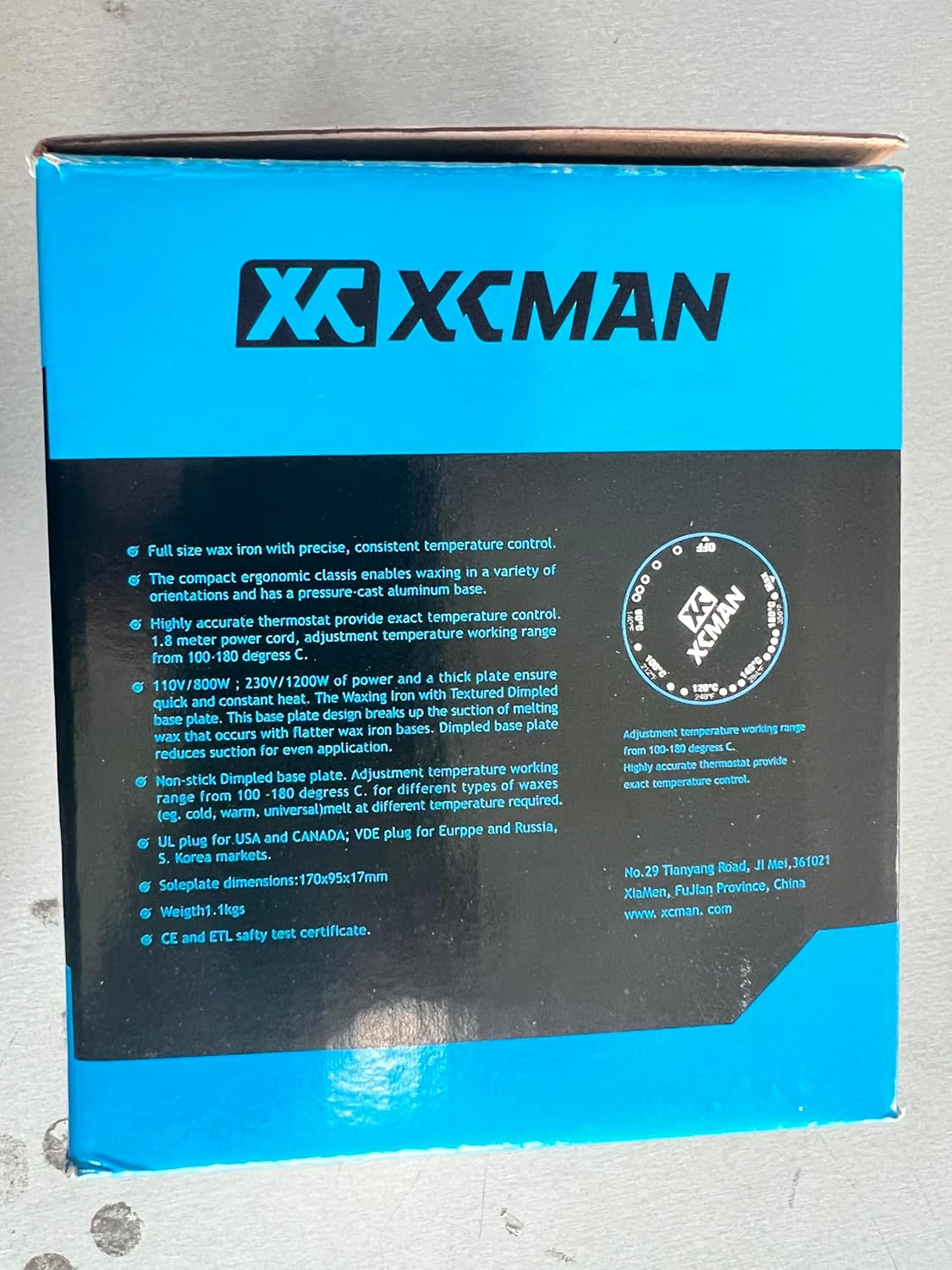 XCMAN Ski Snowboard Waxing Iron 120V 800W with Dimpled Base Plate and Good Thermosta High Temperature Control Accuracy
