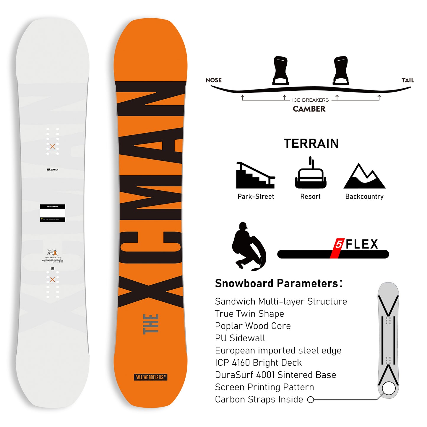 XCMAN Snowboard Packages Concrete Haze-360 seco 2025