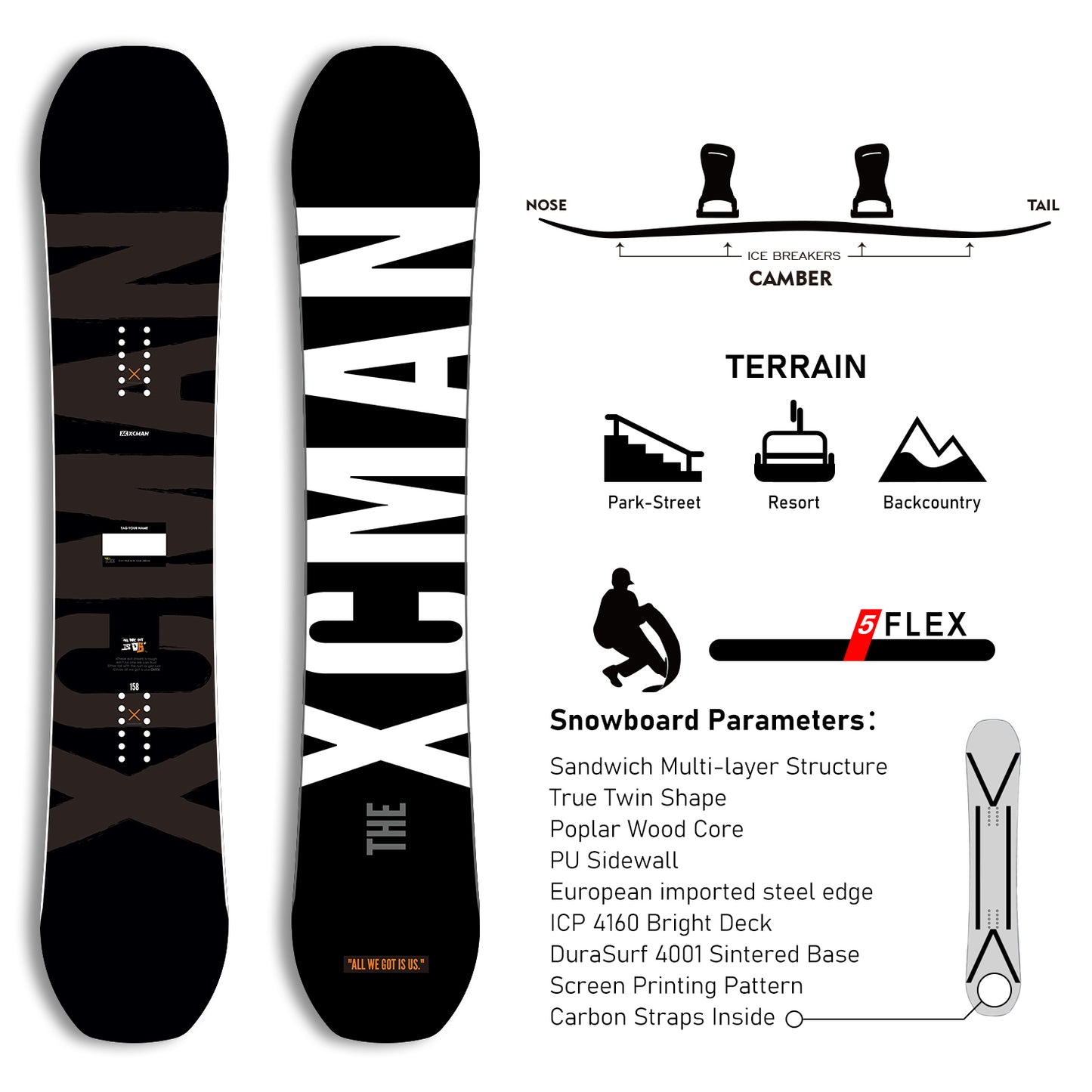 XCMAN All Mountain Snowboard Monochrome Cosmos