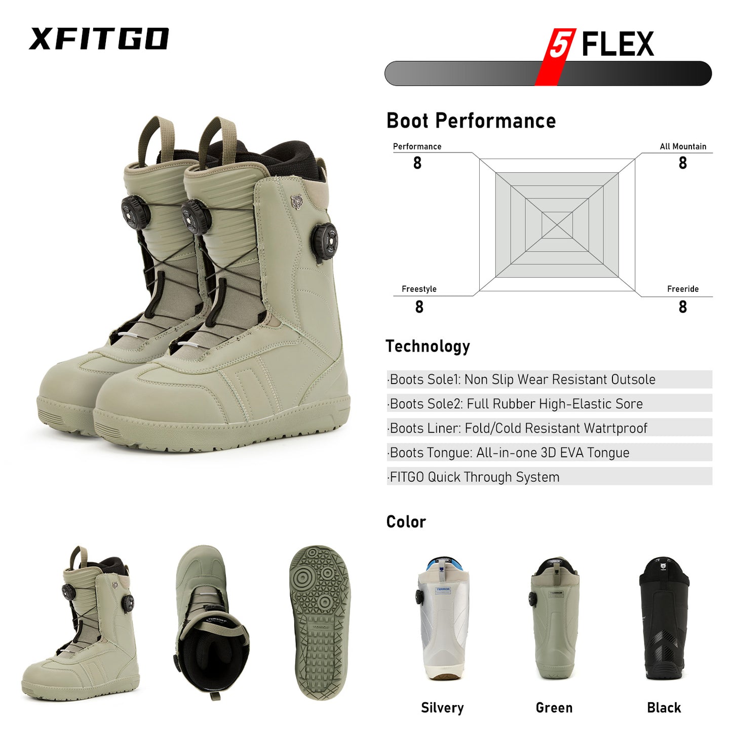 TERROR Snowboard Boots -DX Green