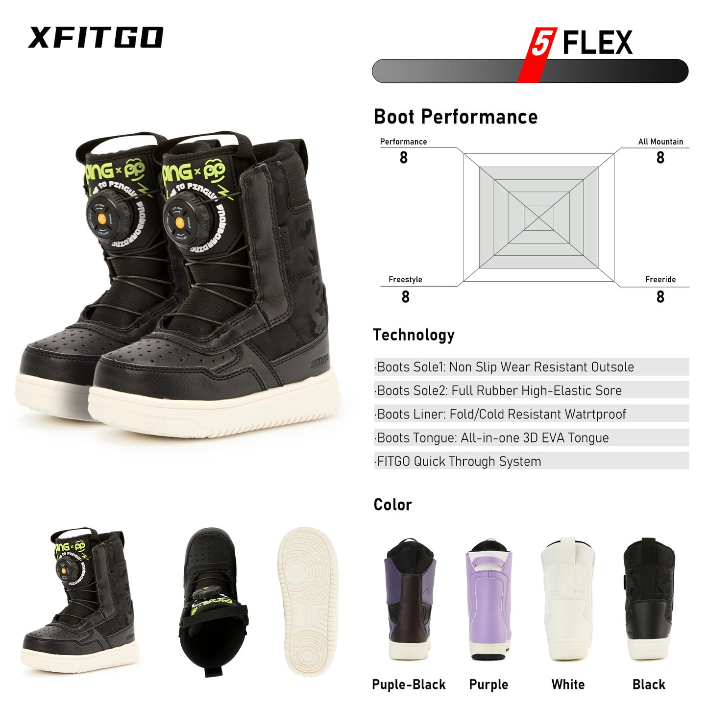 LUCKYBOO Snowboard Boots -PP-Black