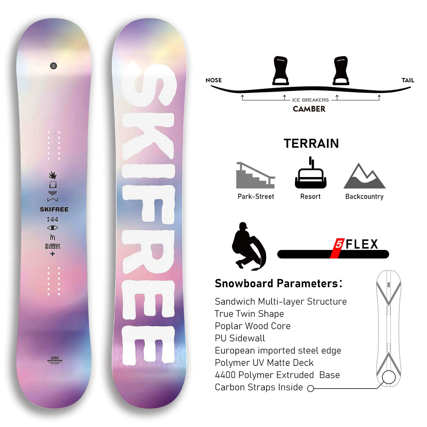 TERROR All Mountain Snowboard LILAC FANTASY