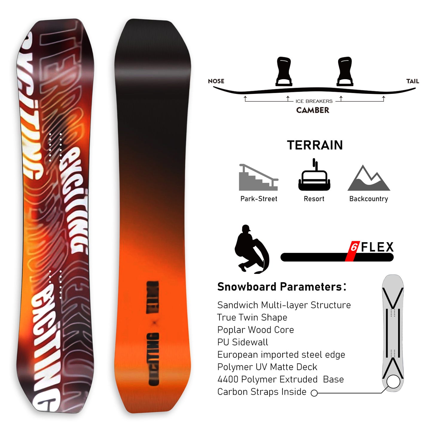 TERROR All Mountain Snowboard EXCITING