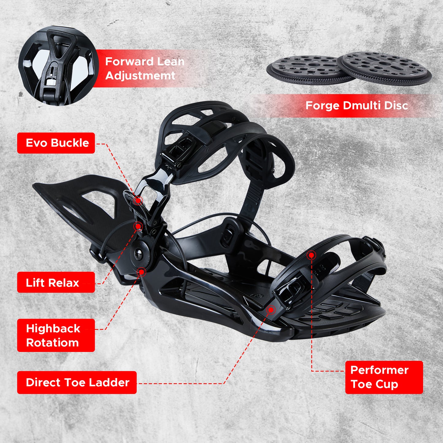 Xcman Snowboard Bindings-360 seco-Black