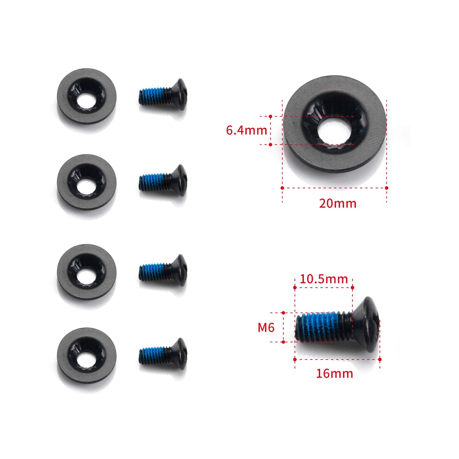 XCMAN Snowboard Binding Screw Set M6x16mm - 8pcs