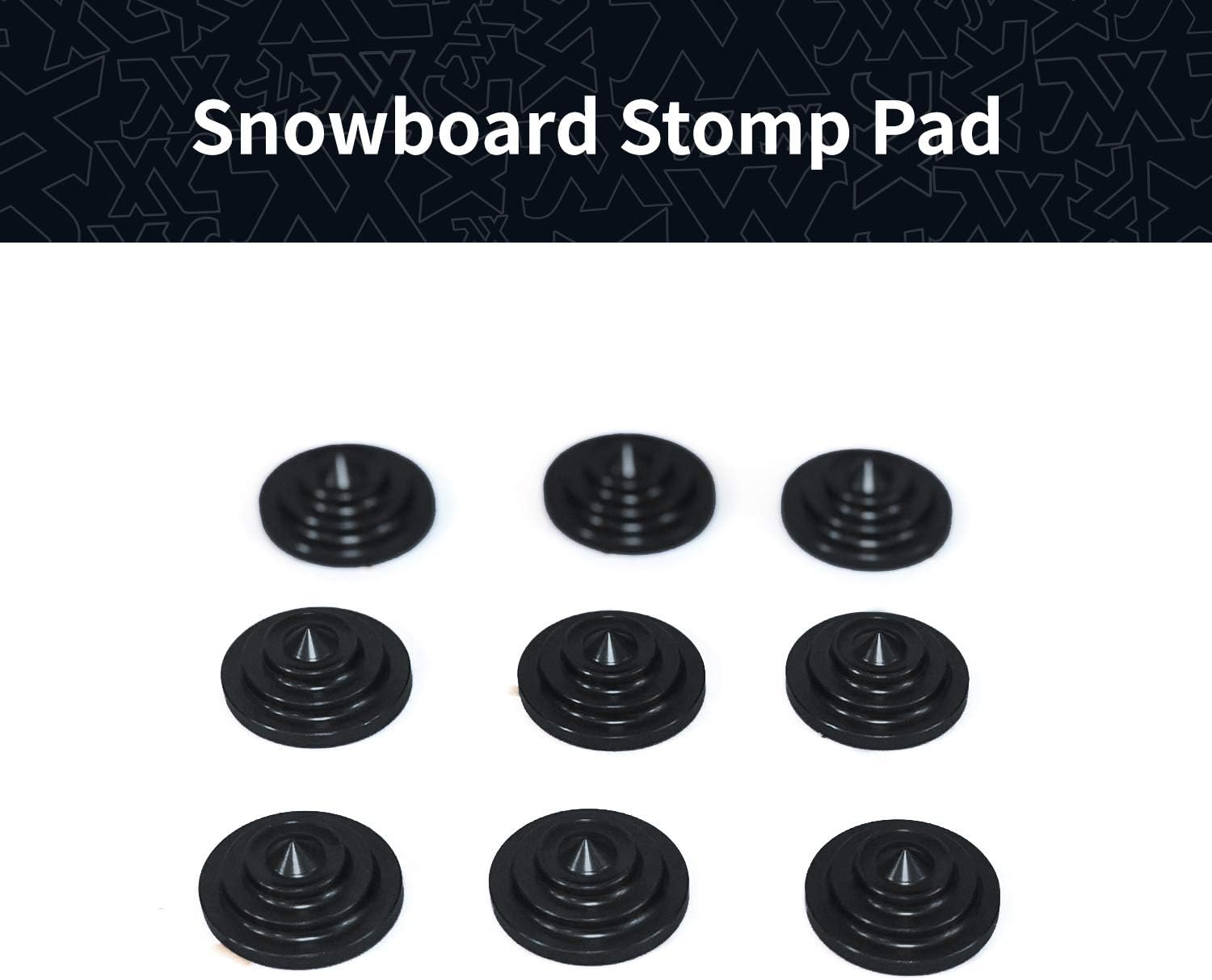 XCMAN 4 Layer-Cone Studs Dia 7.87 Inch Aluminum Snowboard Stomp Pad - 9pcs