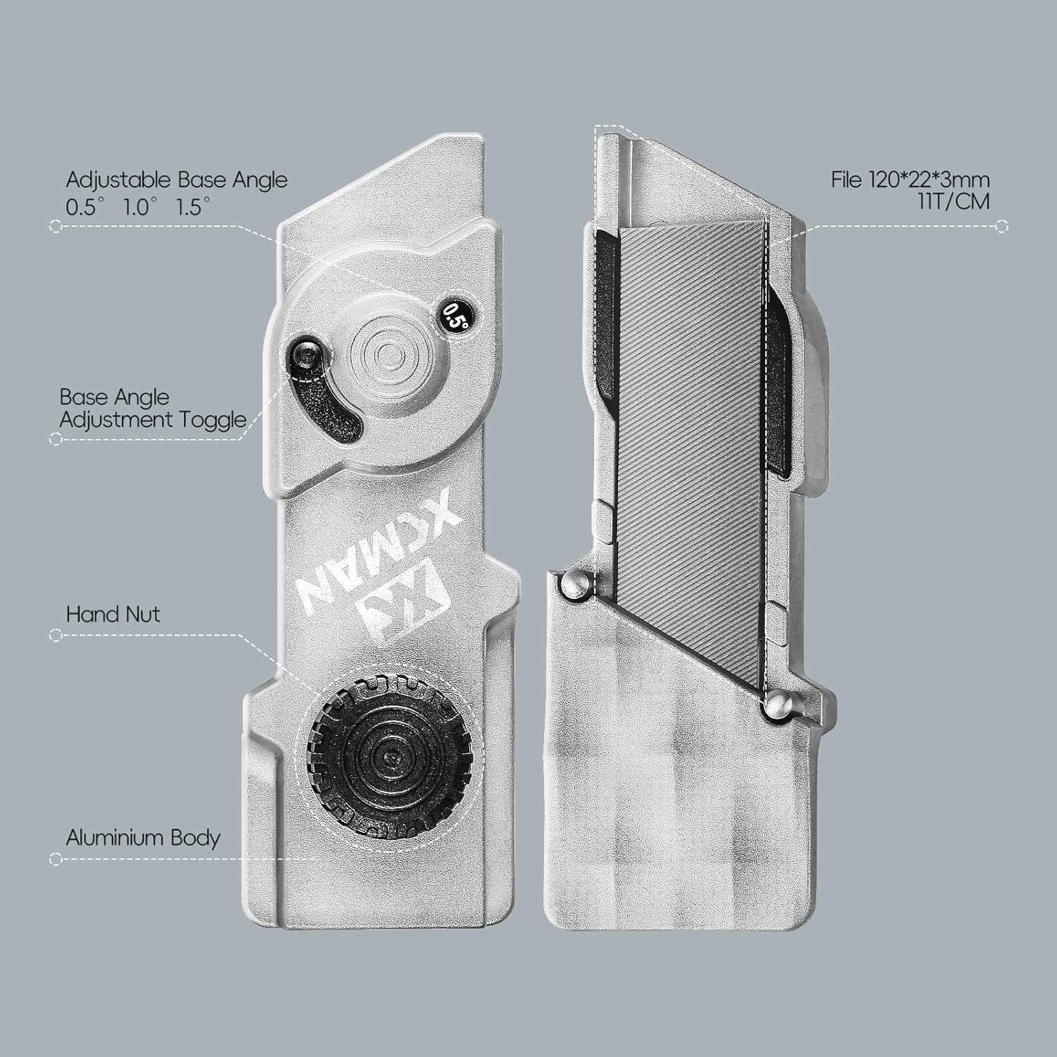 XCMAN SKi Snowboard Multi-Angle Base Edge Tuner, Edge Tuner Sharpener(0.5-1.5 Degrees), Aluminum Body Base Edge File Guide