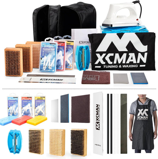 XCMAN Complete Ski Snowboard Tuning and Waxing Kit with Waxing Iron,Universal Wax,Edge Tuner,Brush,Wax Scraper,Ptex
