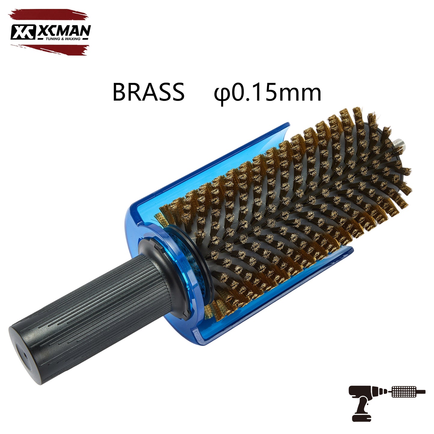 XCMAN 150mm Ski Roto Bürsten Kit Roto Bürstengriff Achse mit allen 3 Bürsten: Nylon, Rosshaar, Messing