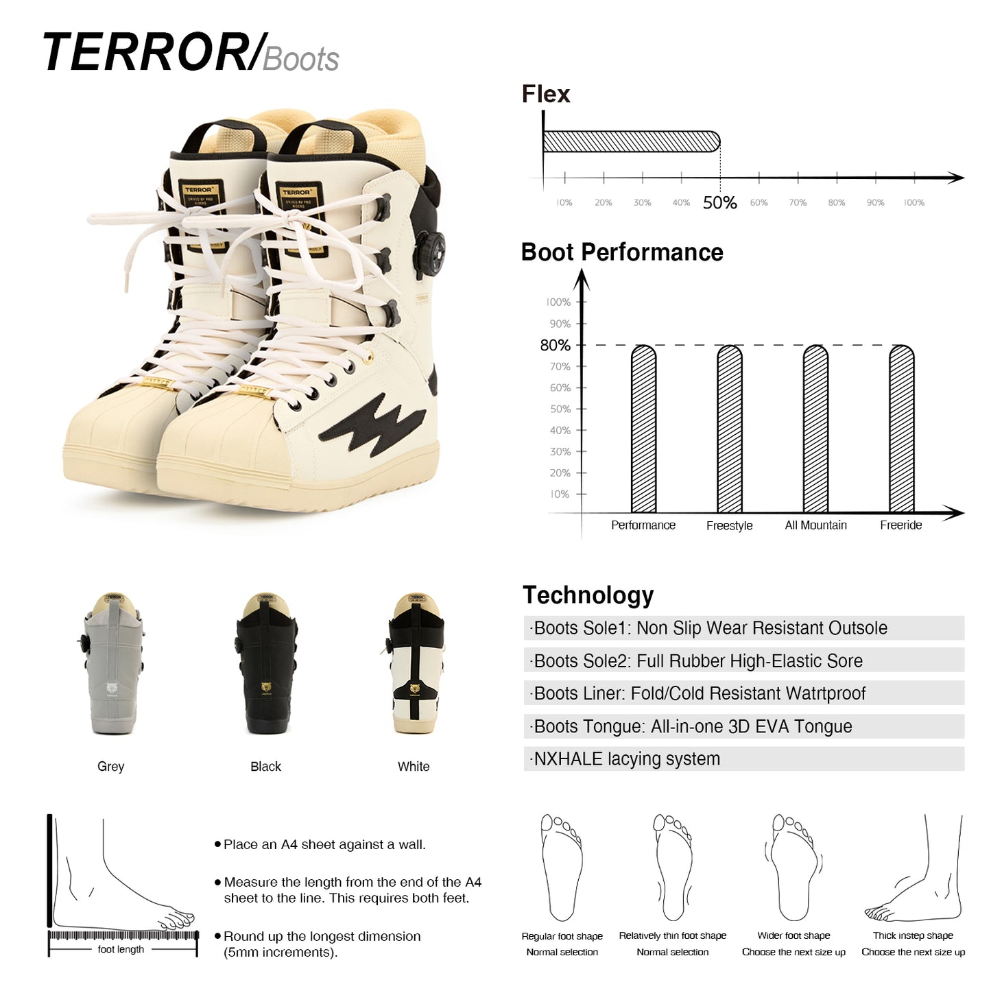 TERROR Snowboard Boots - FG White