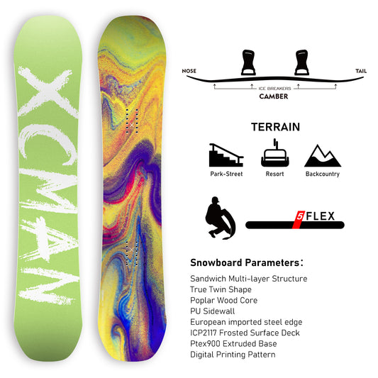 XCMAN All Mountain Snowboard ‌Verdant Alchemy