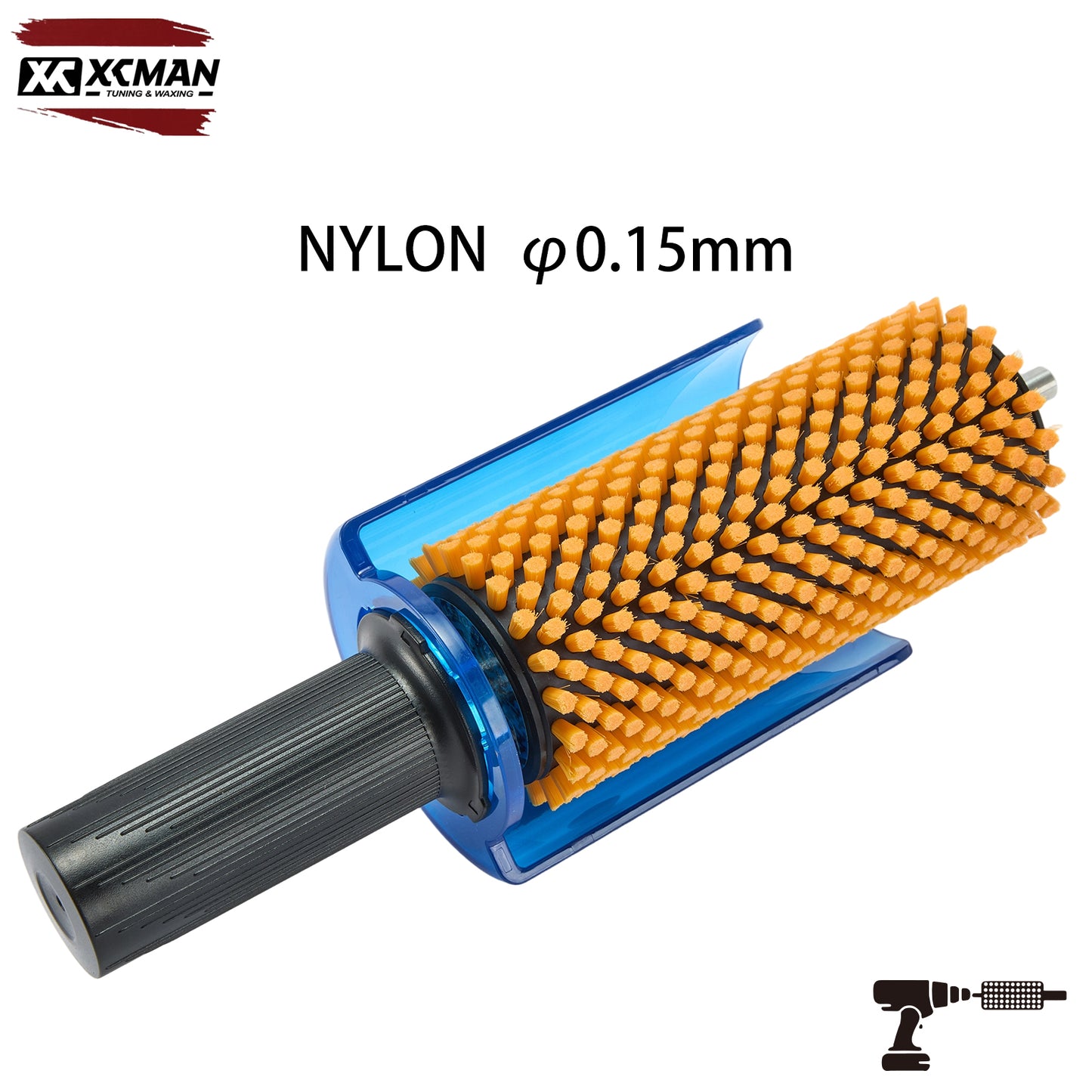 XCMAN 150mm Ski Roto Bürsten Kit Roto Bürstengriff Achse mit allen 3 Bürsten: Nylon, Rosshaar, Messing