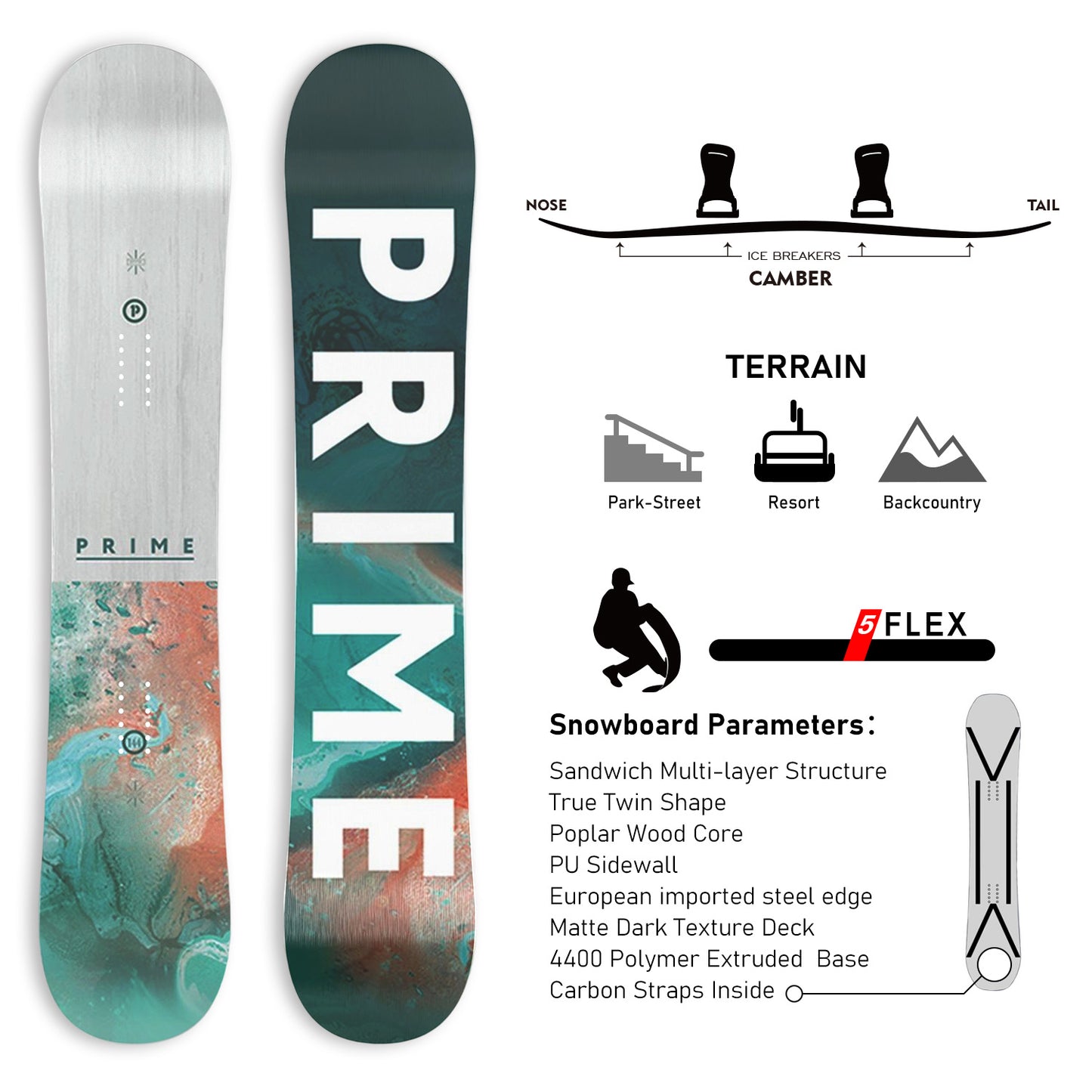 TERROR All Mountain Snowboard ‌AMBER BEACH
