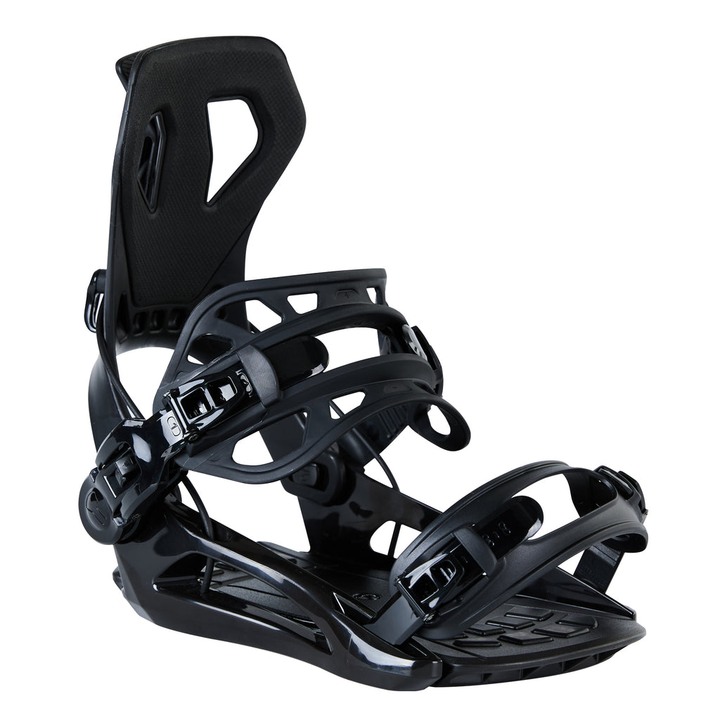 XCMAN 360 Seco All-Mountain Snowboard Bindings in black shown from a clean side profile perspective