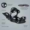 Detailed overview of XCMAN 360 Seco binding features including forward lean adjustment, toe cup, and disc compatibility