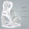 Close-up view highlighting the ERGO X highback, ultralight ankle strap, and FT4 base on XCMAN 360 Seco white bindings