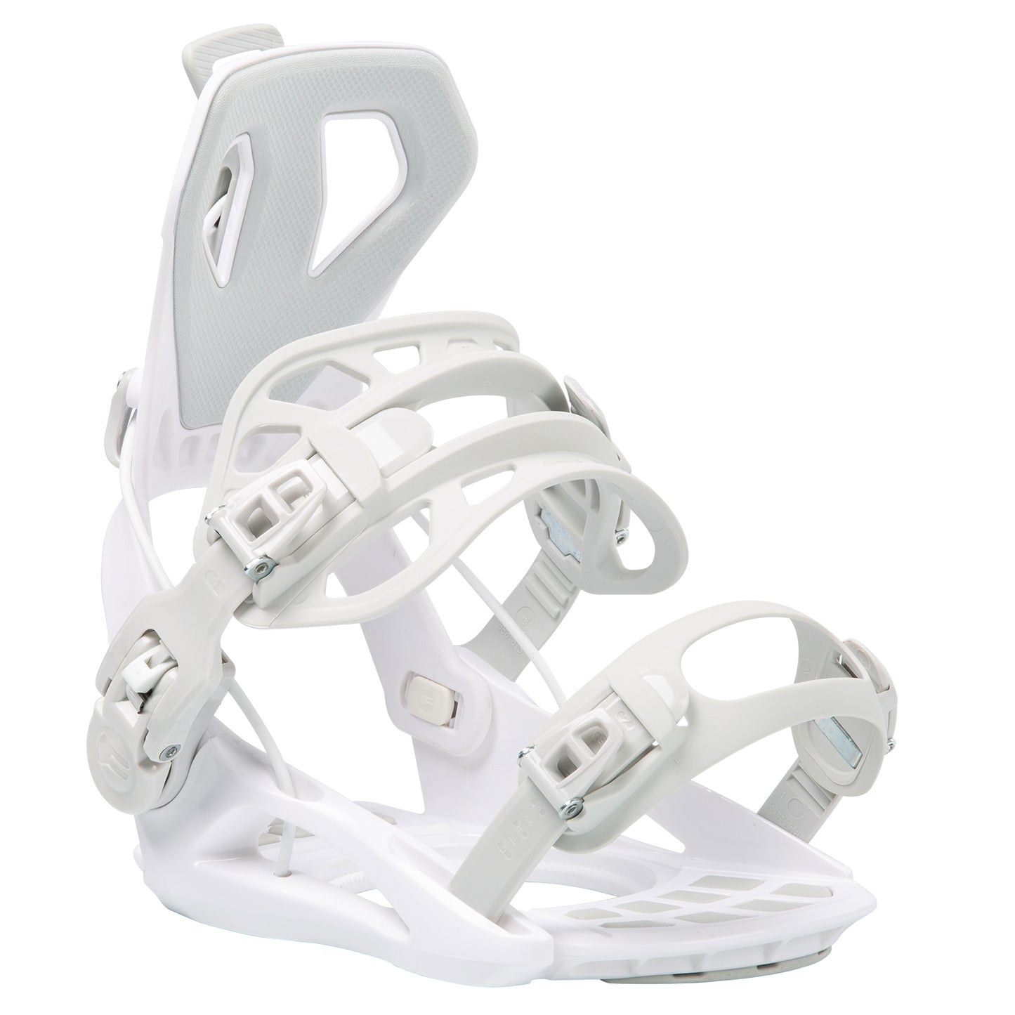 XCMAN 360 Seco All-Mountain Snowboard Bindings in clean white shown from a side profile perspective