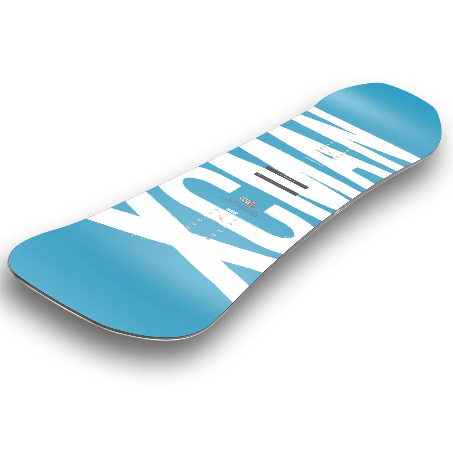 Top and bottom view of the XCMAN Azure Drifts snowboard