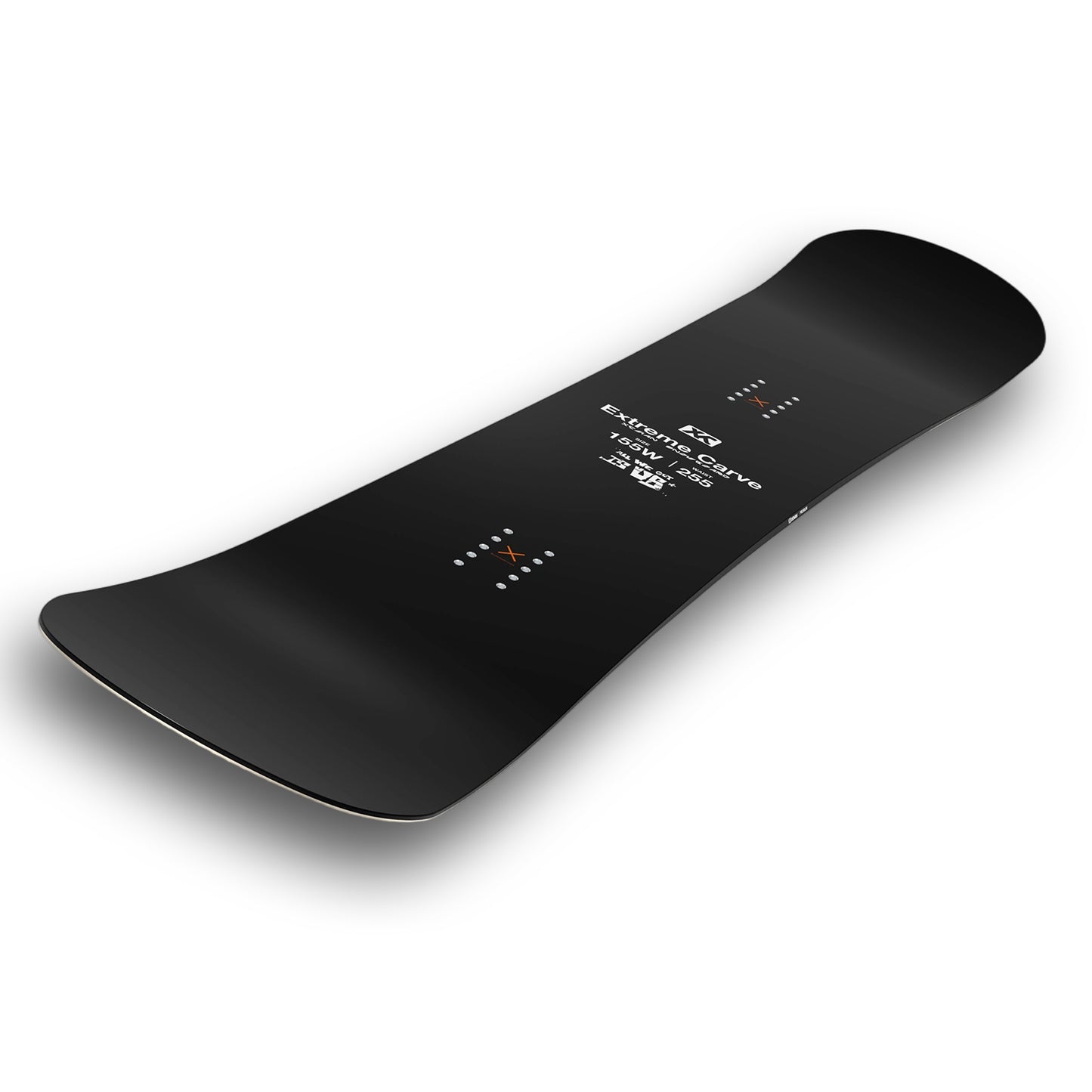 Top and bottom view of the XCMAN Black Saber snowboard