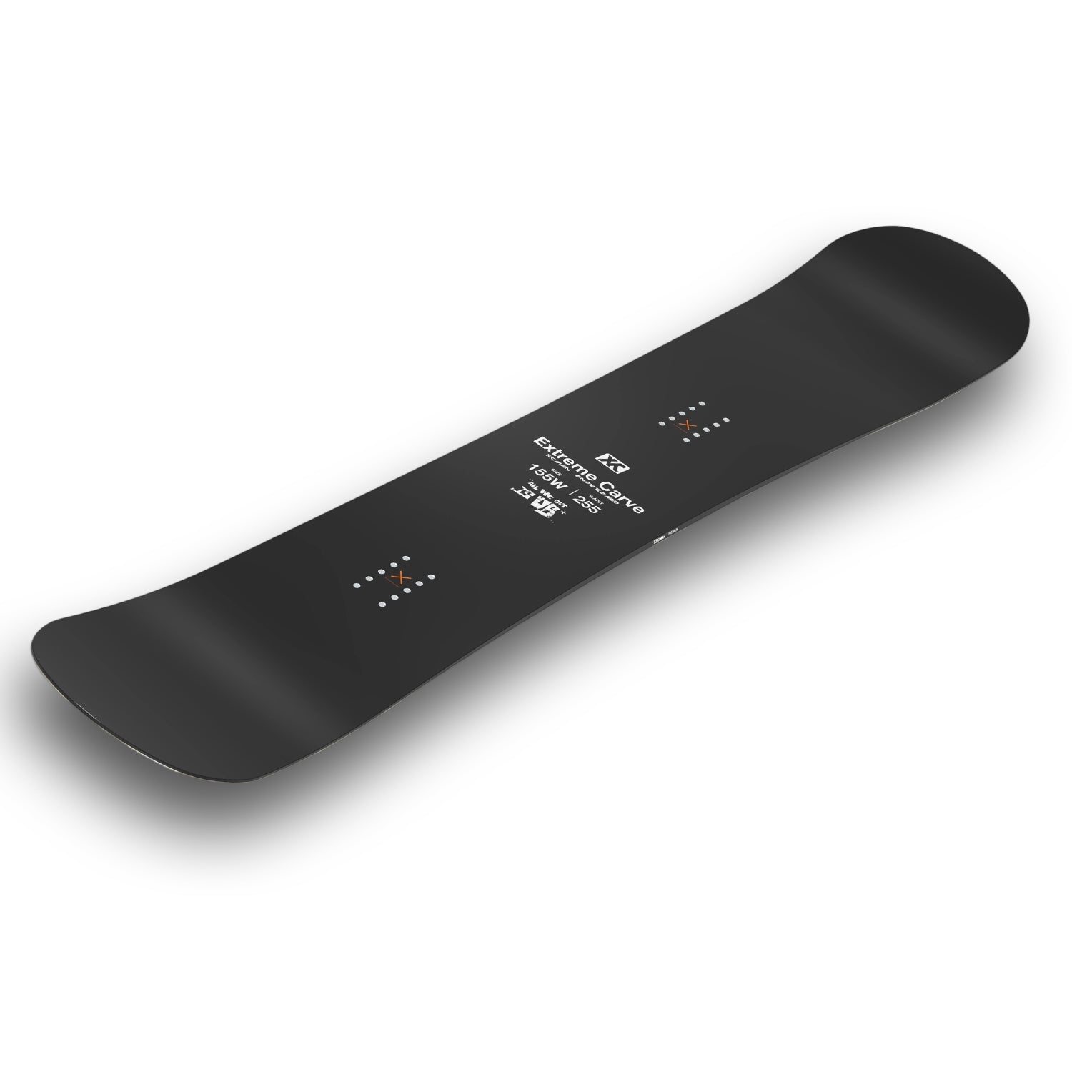 Top and bottom view of the XCMAN Black WFB snowboard