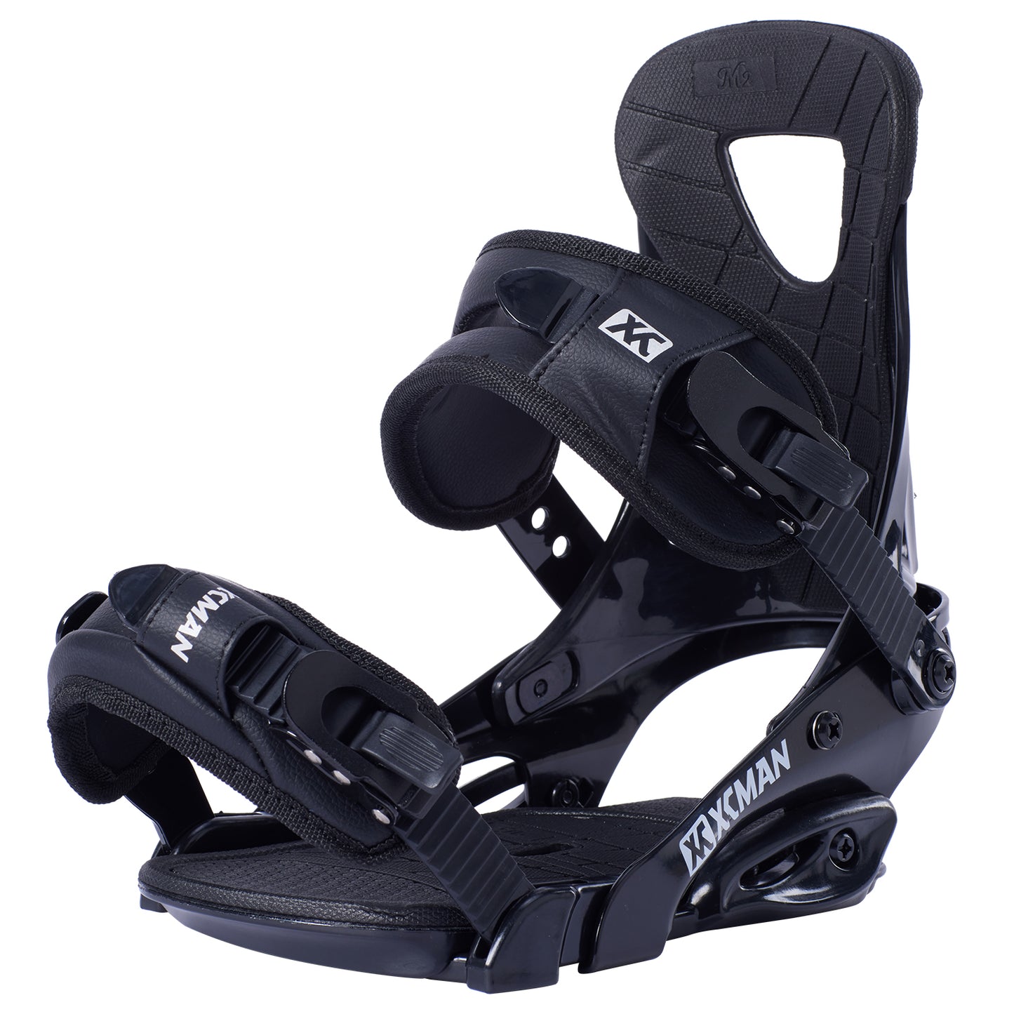 XCMAN M2 All-Mountain Snowboard Bindings in black shown from a clean side profile perspective