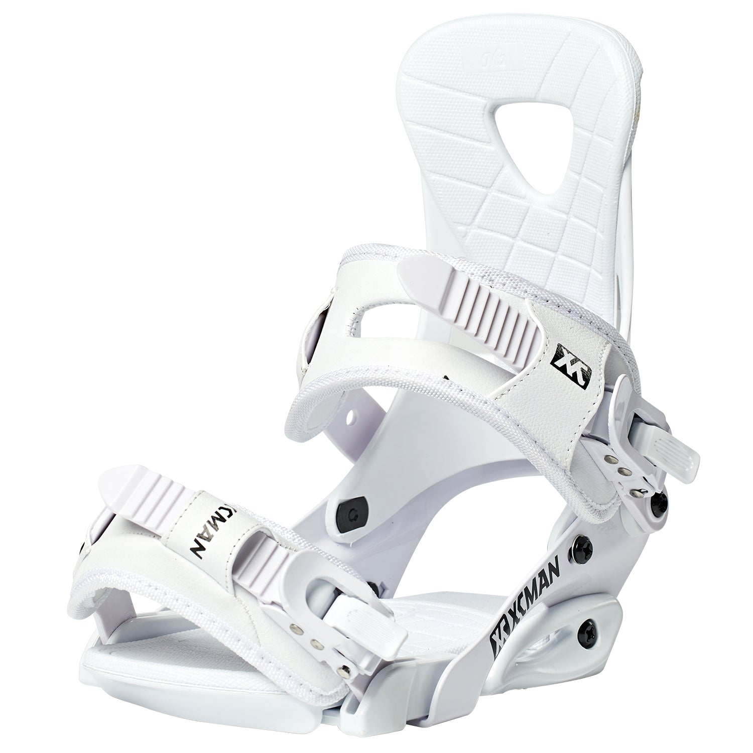 XCMAN M2 All-Mountain Snowboard Bindings in clean white shown from a side profile perspective