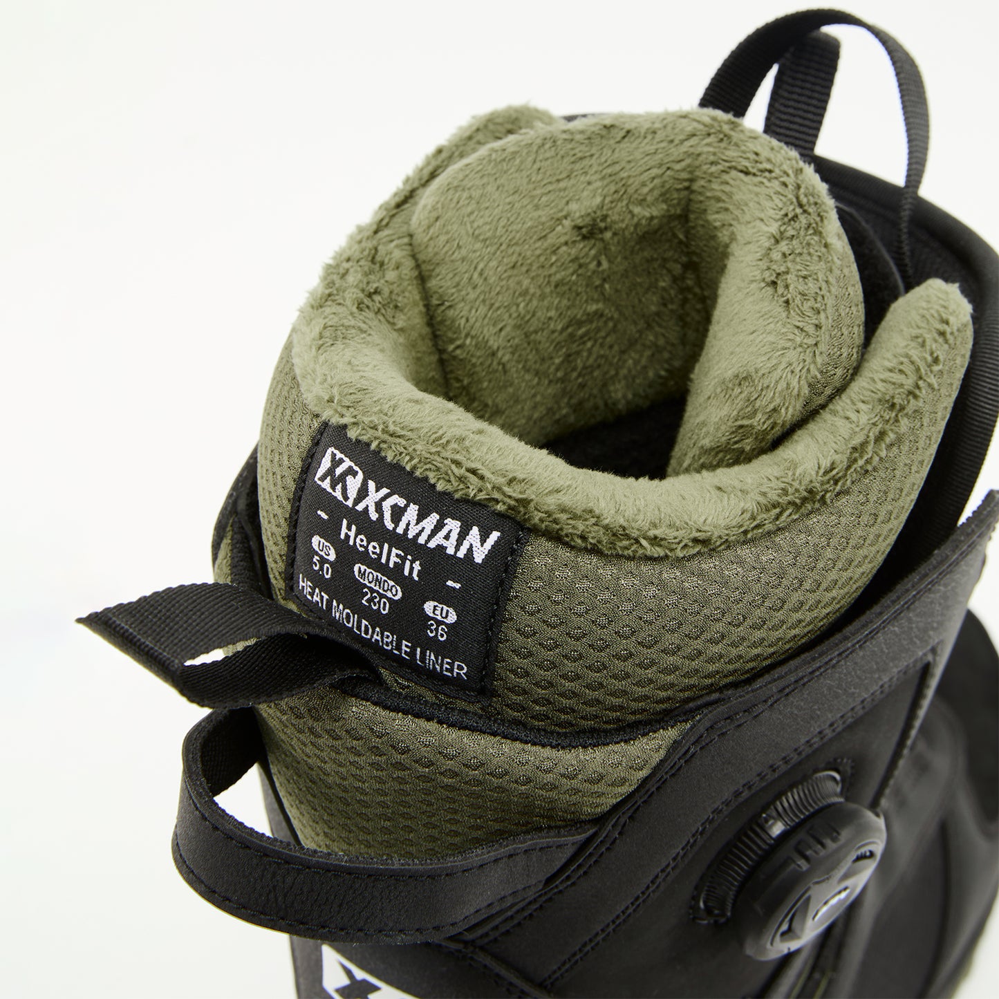 Close-up of the upper cuff and plush fleece liner opening on XCMAN NOX-I snowboard boots