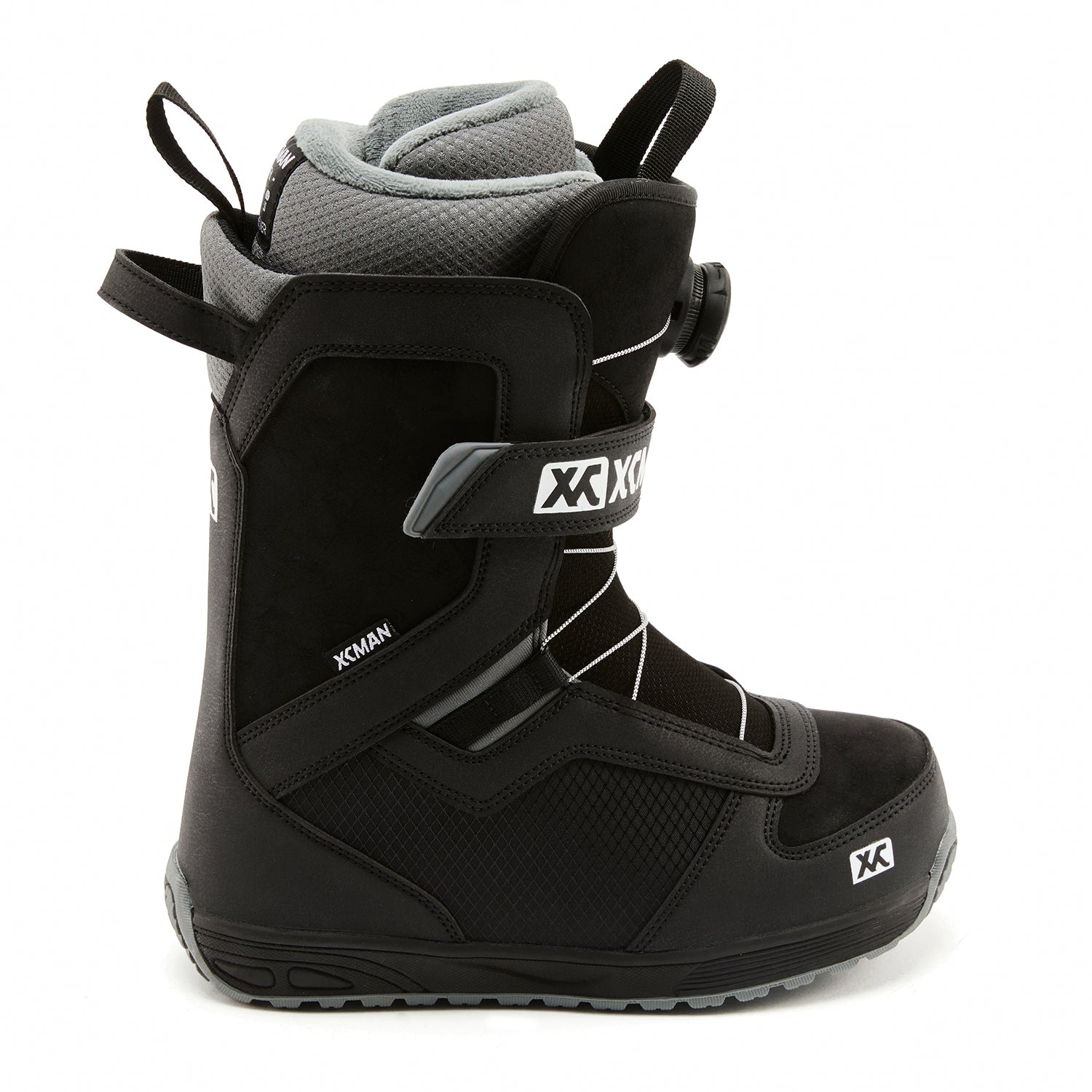 Side profile of the XCMAN Nox-II snowboard boot showing support and outsole